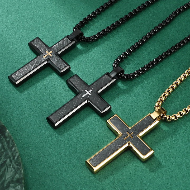 Multi - Style Two - Tone Cross Necklace: Blend of Faith and Chic Hues