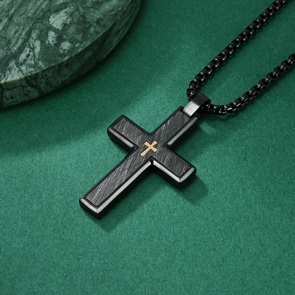 Multi - Style Two - Tone Cross Necklace: Blend of Faith and Chic Hues