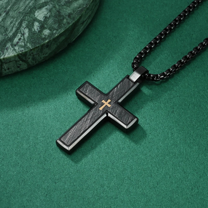 Multi - Style Two - Tone Cross Necklace: Blend of Faith and Chic Hues