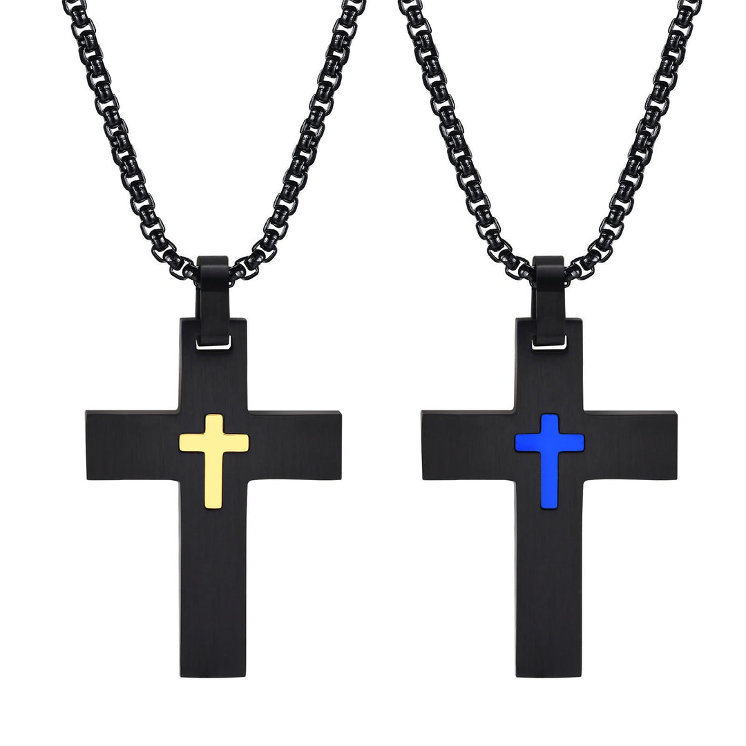 Two - Tone Stainless Steel Cross Necklace: Faith Meets Stylish Contrast