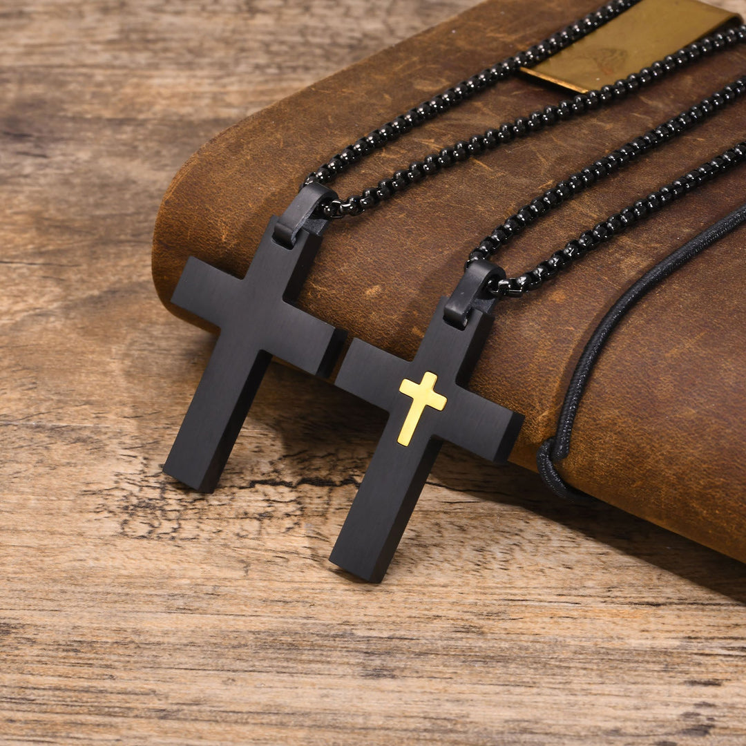 Two - Tone Stainless Steel Cross Necklace: Faith Meets Stylish Contrast