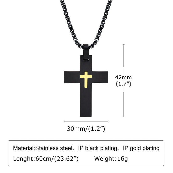 Two - Tone Stainless Steel Cross Necklace: Faith Meets Stylish Contrast