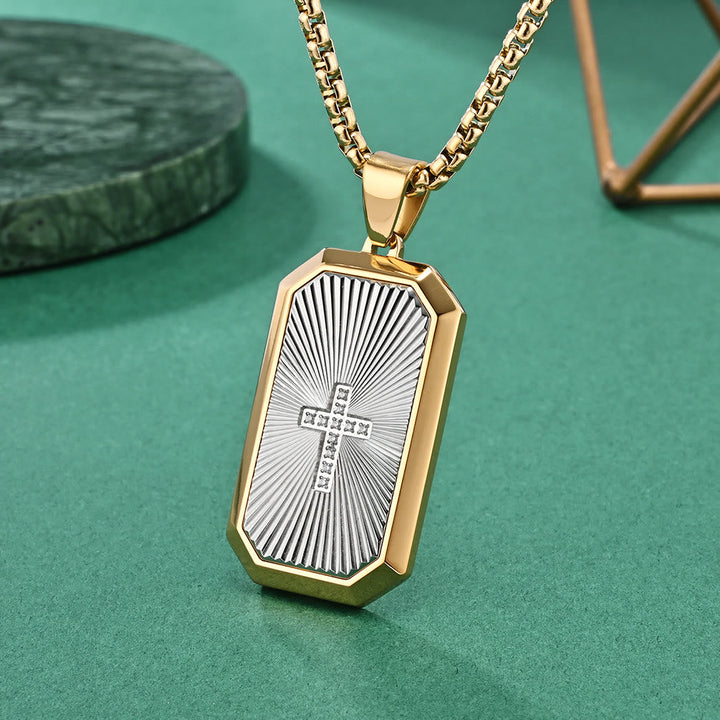 Stylish Two - Tone Cross Necklace: Four Faith - Inspired Designs