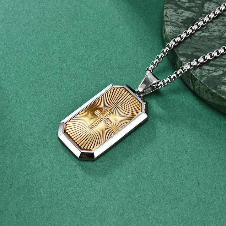 Stylish Two - Tone Cross Necklace: Four Faith - Inspired Designs