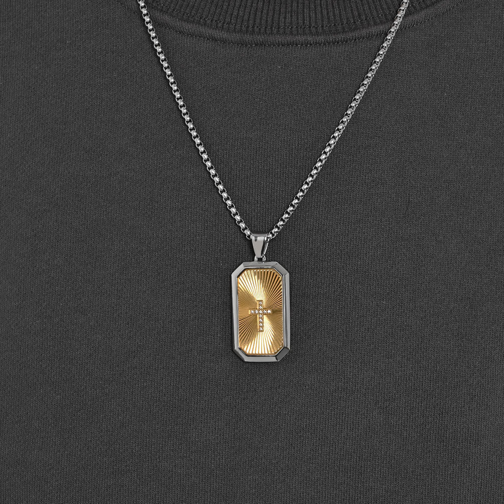 Stylish Two - Tone Cross Necklace: Four Faith - Inspired Designs