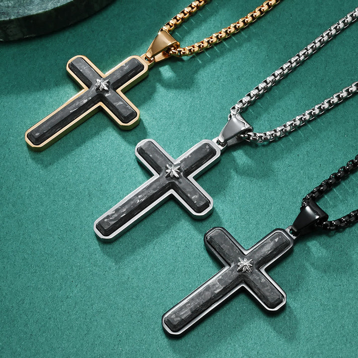Two - Tone Cross Necklace: Faithful Elegance in Metallic Styles