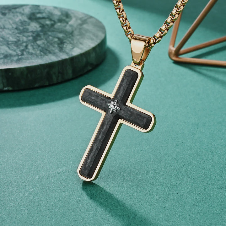 Two - Tone Cross Necklace: Faithful Elegance in Metallic Styles