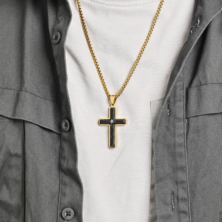 Two - Tone Cross Necklace: Faithful Elegance in Metallic Styles