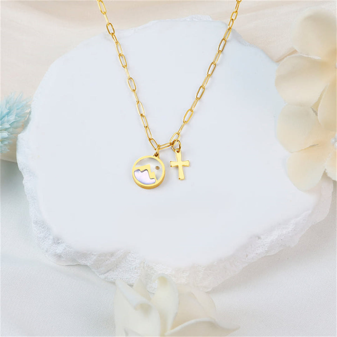 Golden Cross, Mountain & Mustard Seed Pendant Necklace: Faith Meets Nature