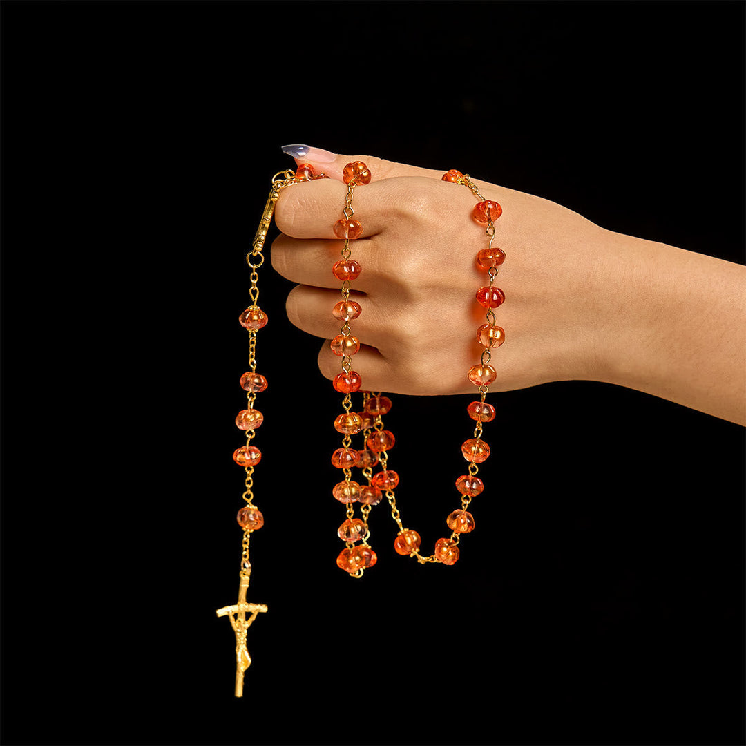 Pumpkin - Shaped Beads Rosary, Bracelet