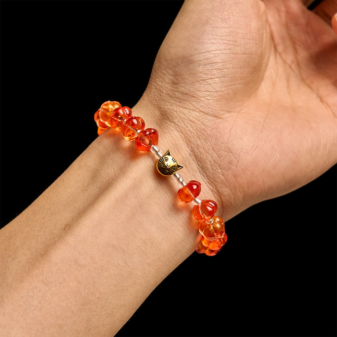 Sacred Pumpkin Beads Autumn Prayer Bracelet: Harvest Grace and Joy