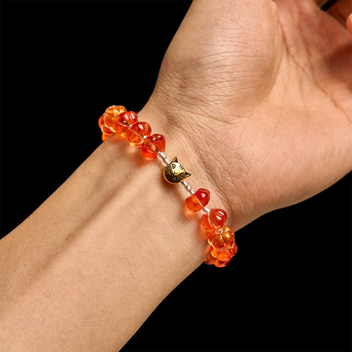 Sacred Pumpkin Beads Autumn Prayer Bracelet: Harvest Grace and Joy