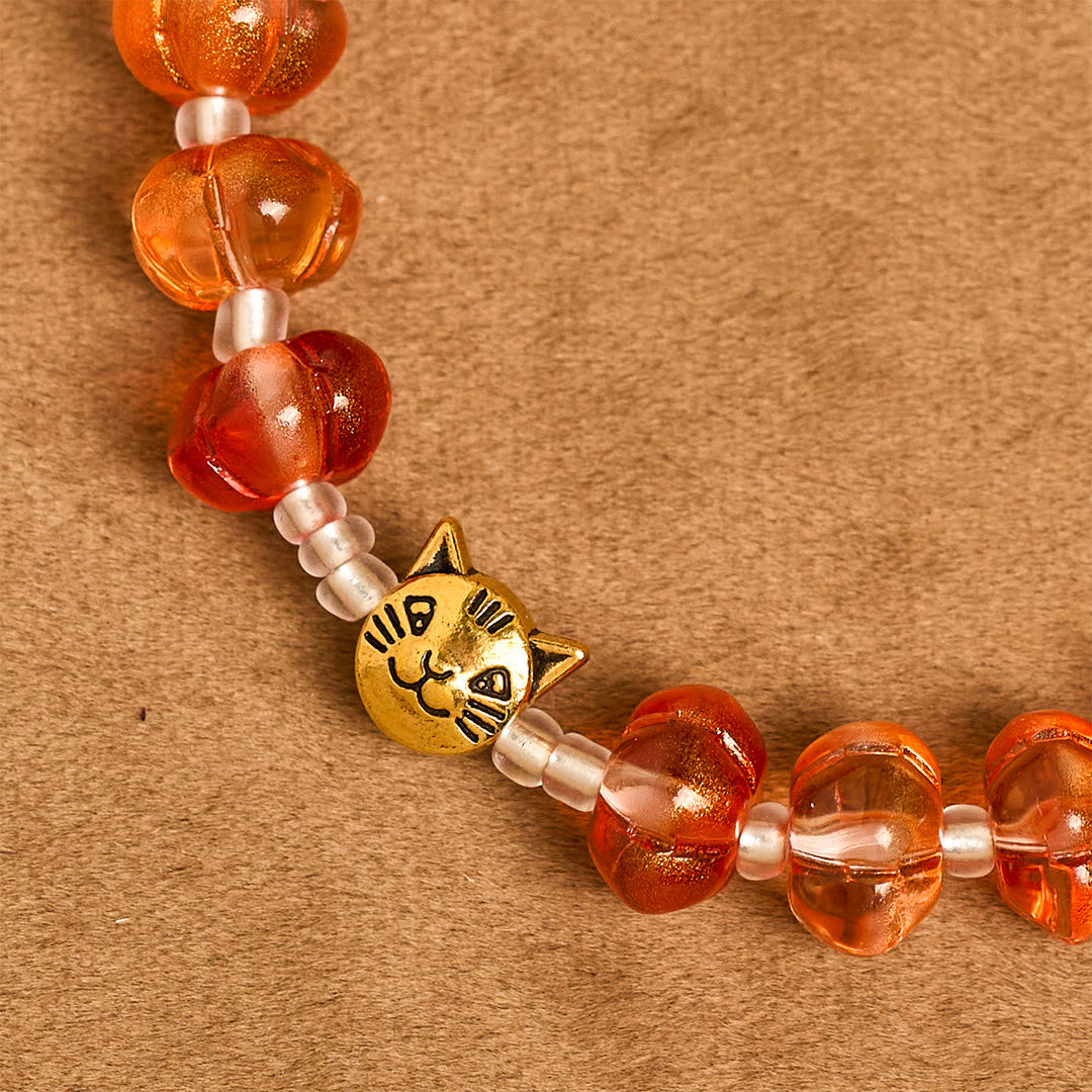 Sacred Pumpkin Beads Autumn Prayer Bracelet: Harvest Grace and Joy