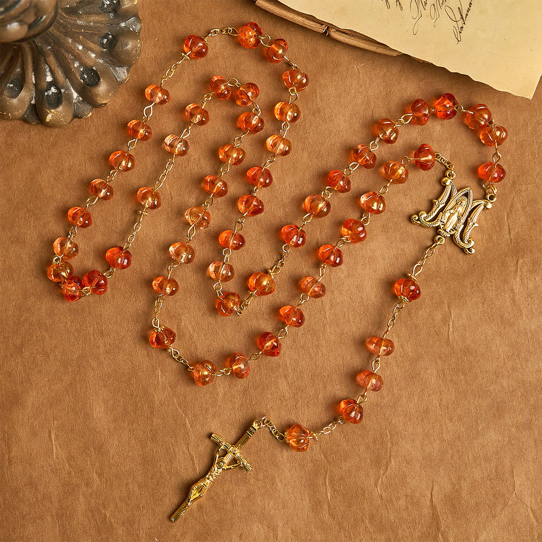 Thanksgiving Gift: Sacred Pumpkin Beads Rosary | Honoring God’s Grace in the Form of a Pumpkin