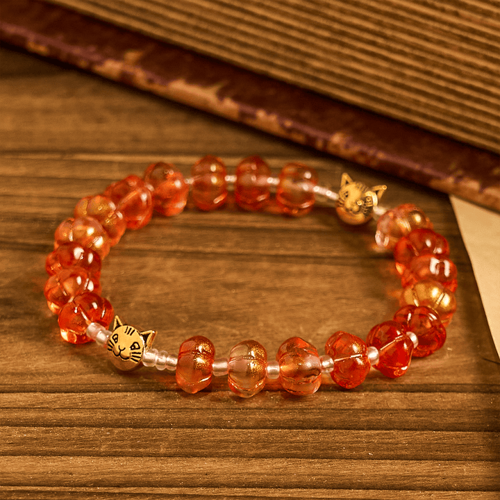 Sacred Pumpkin Beads Autumn Prayer Bracelet: Harvest Grace and Joy