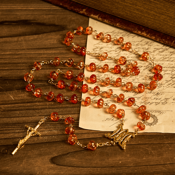 Pumpkin - Shaped Beads Rosary, Bracelet