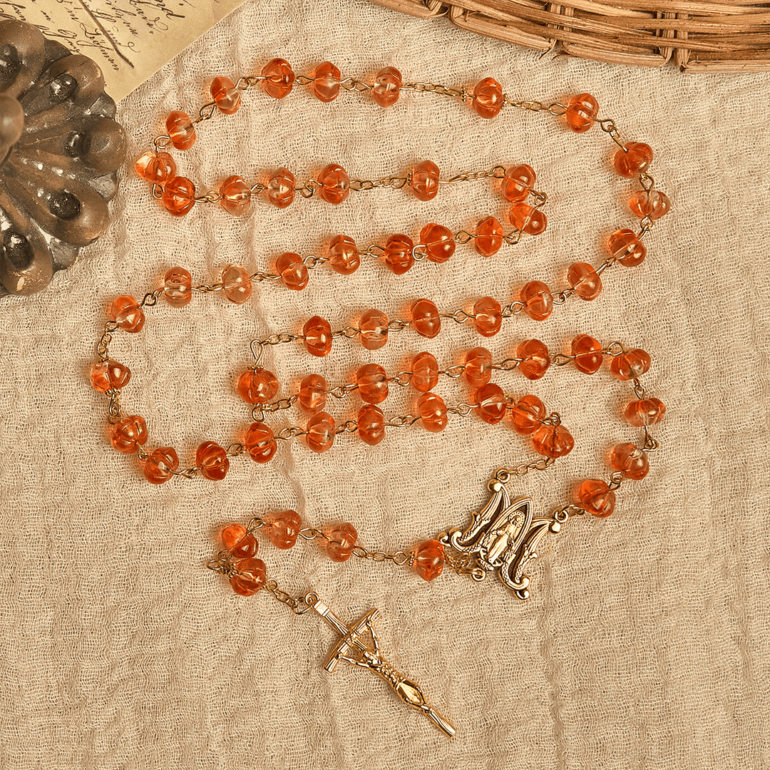 Pumpkin - Shaped Beads Rosary, Bracelet