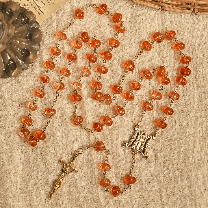 Thanksgiving Gift: Sacred Pumpkin Beads Rosary | Honoring God’s Grace in the Form of a Pumpkin