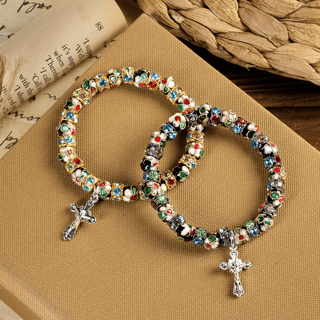 Handcrafted Cloisonné Beads Timeless Faith Bracelet: A Testament of Christ's Presence