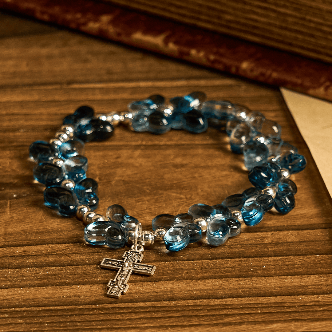 Wings of Devotion Shimmering Blue Butterfly Prayer Animal Bracelet