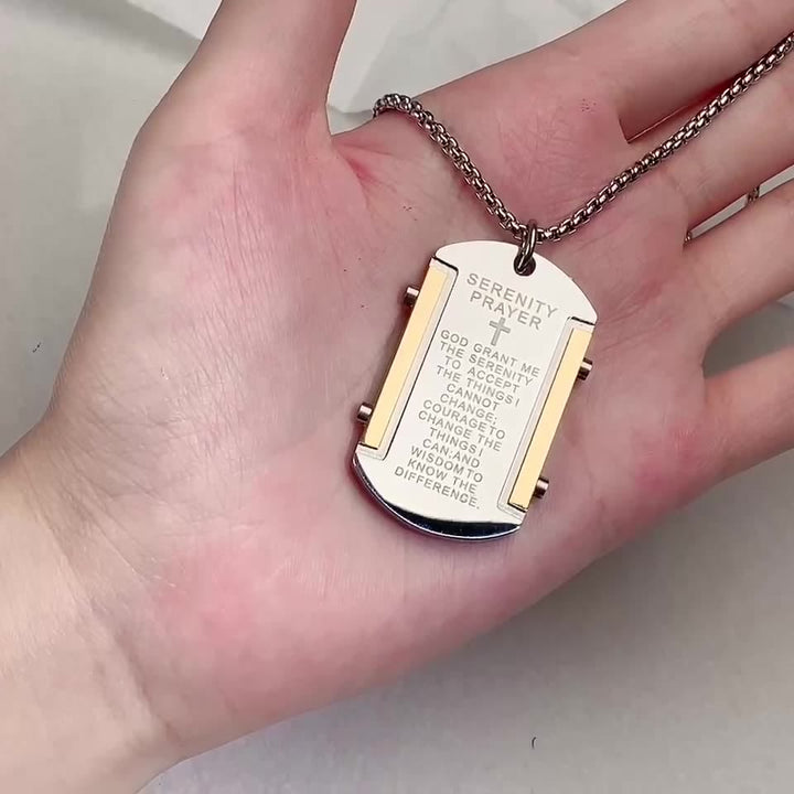 Stainless Steel Tri - Color Serenity Prayer Cross Necklace: Timeless Devotion