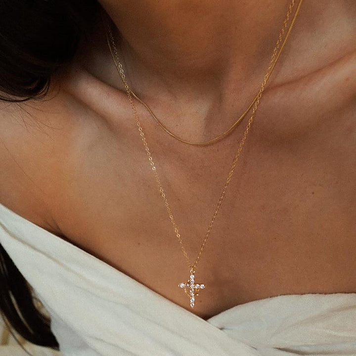 Covenant of Crown and Cross: Modern Crowned in Faith Cross Necklace with Gift Card