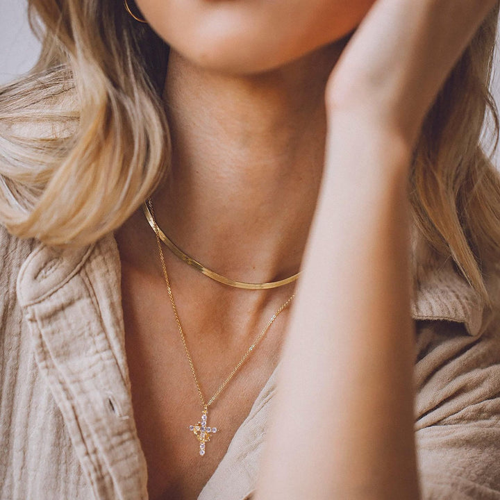 Modern Crowned in Faith Cross Necklace, Earrings