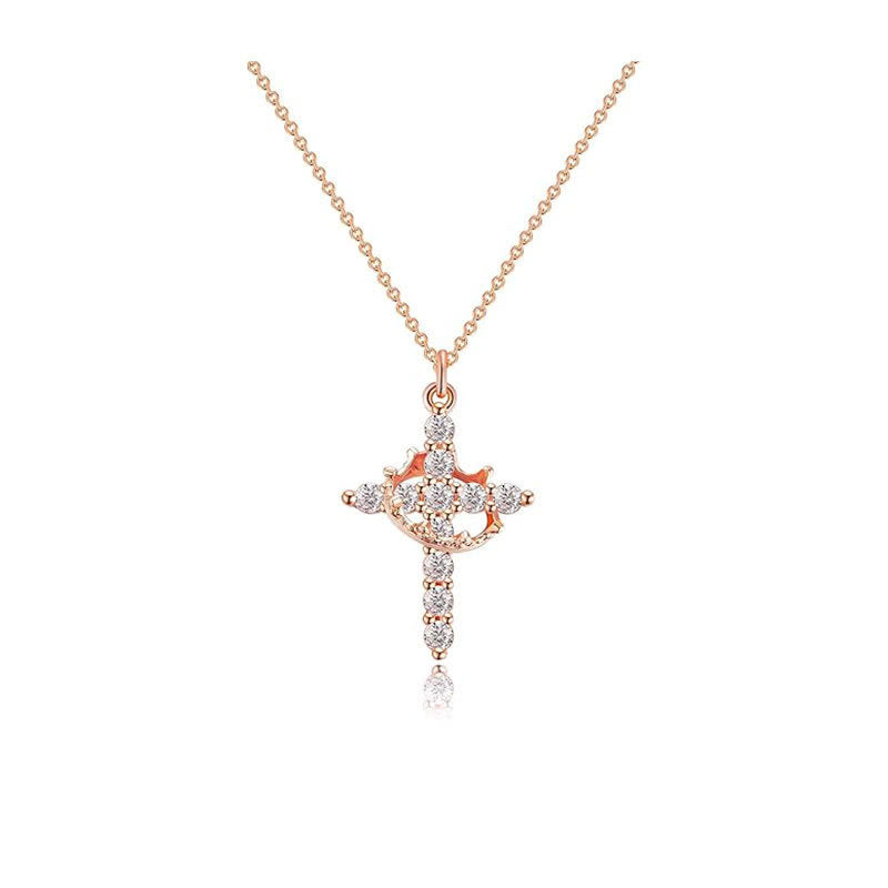 Modern Crowned in Faith Cross Necklace, Earrings
