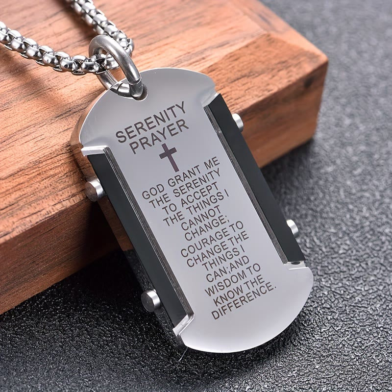 Stainless Steel Tri - Color Serenity Prayer Cross Necklace: Timeless Devotion