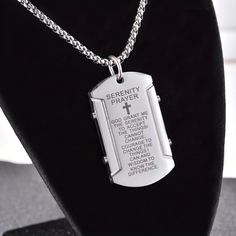 Stainless Steel Tri - Color Serenity Prayer Cross Necklace: Timeless Devotion