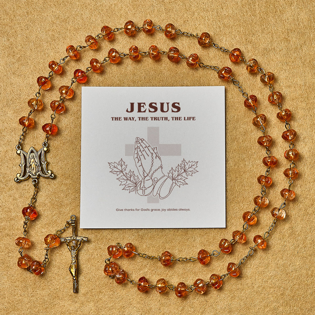 Thanksgiving Gift: Sacred Pumpkin Beads Rosary | Honoring God’s Grace in the Form of a Pumpkin