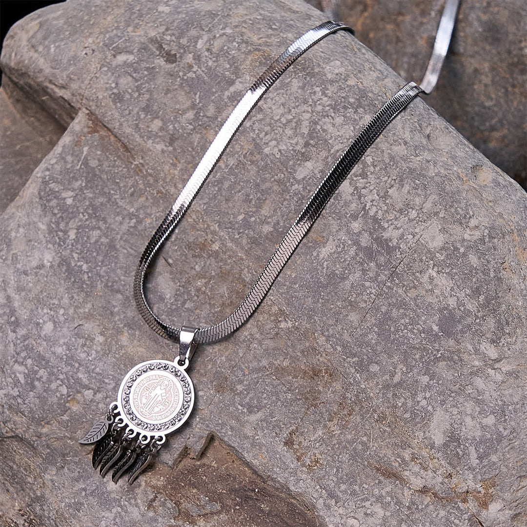 Saint Icon Pendant Necklace: Artistic Jewelry with Zircon Accents