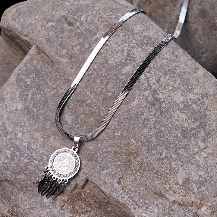 Saint Icon Pendant Necklace: Artistic Jewelry with Zircon Accents