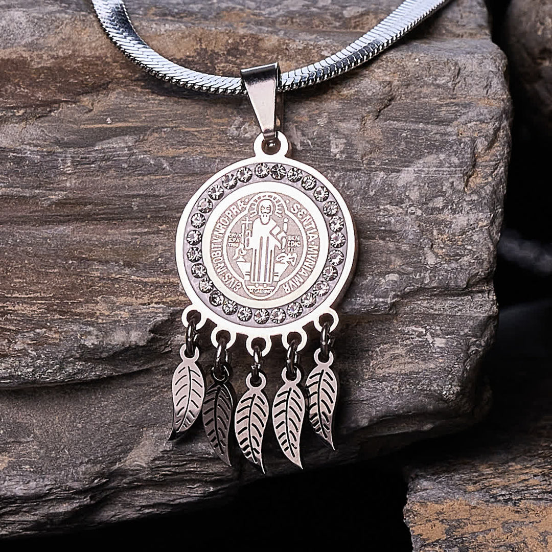 Saint Icon Pendant Necklace: Artistic Jewelry with Zircon Accents