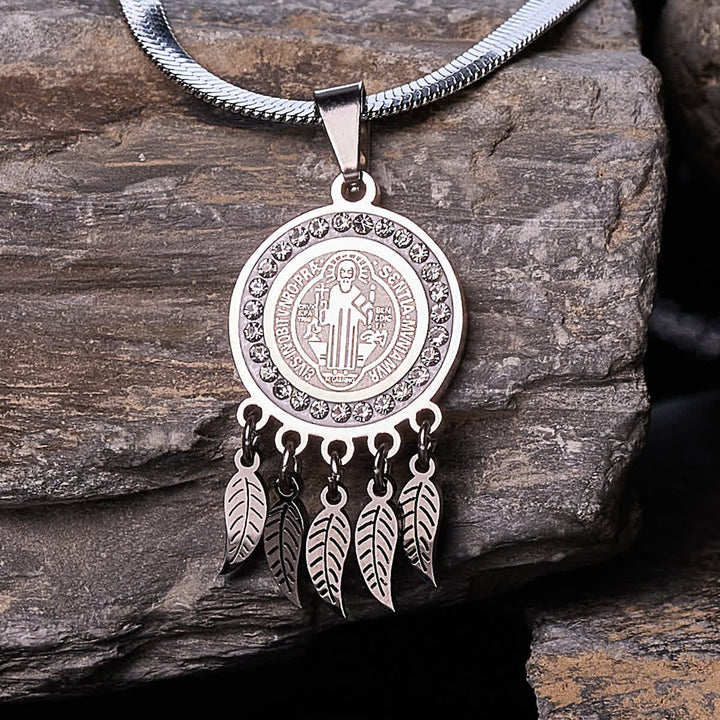 Saint Icon Pendant Necklace: Artistic Jewelry with Zircon Accents