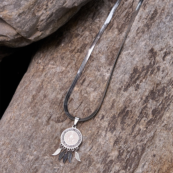 Saint Icon Pendant Necklace: Artistic Jewelry with Zircon Accents