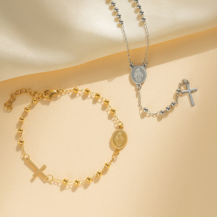 Our Lady's Blessings of Slim Rosary-Style Necklace, Bracelet