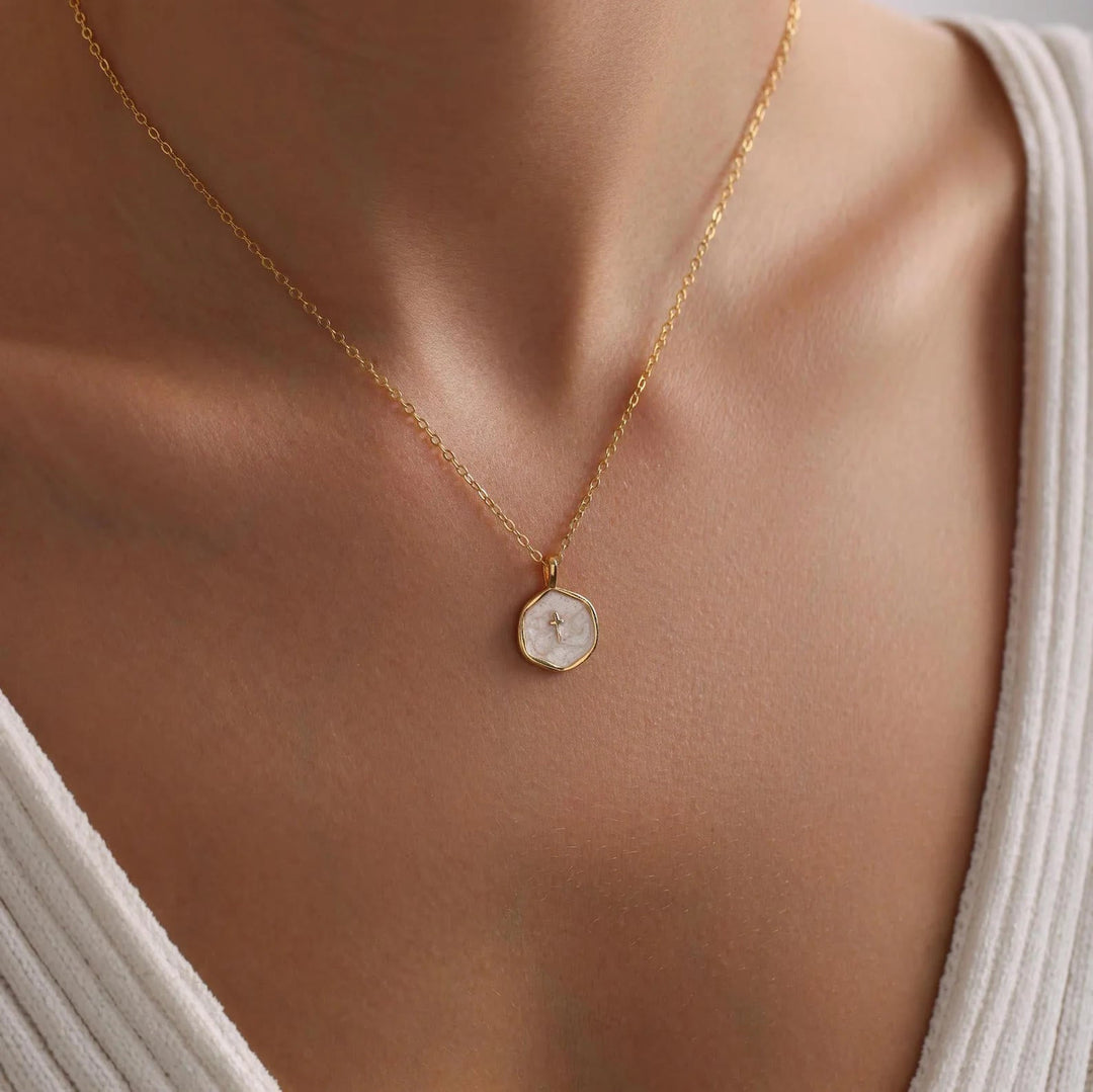 Geometric Cross Pendant Necklace in Pastel Hues