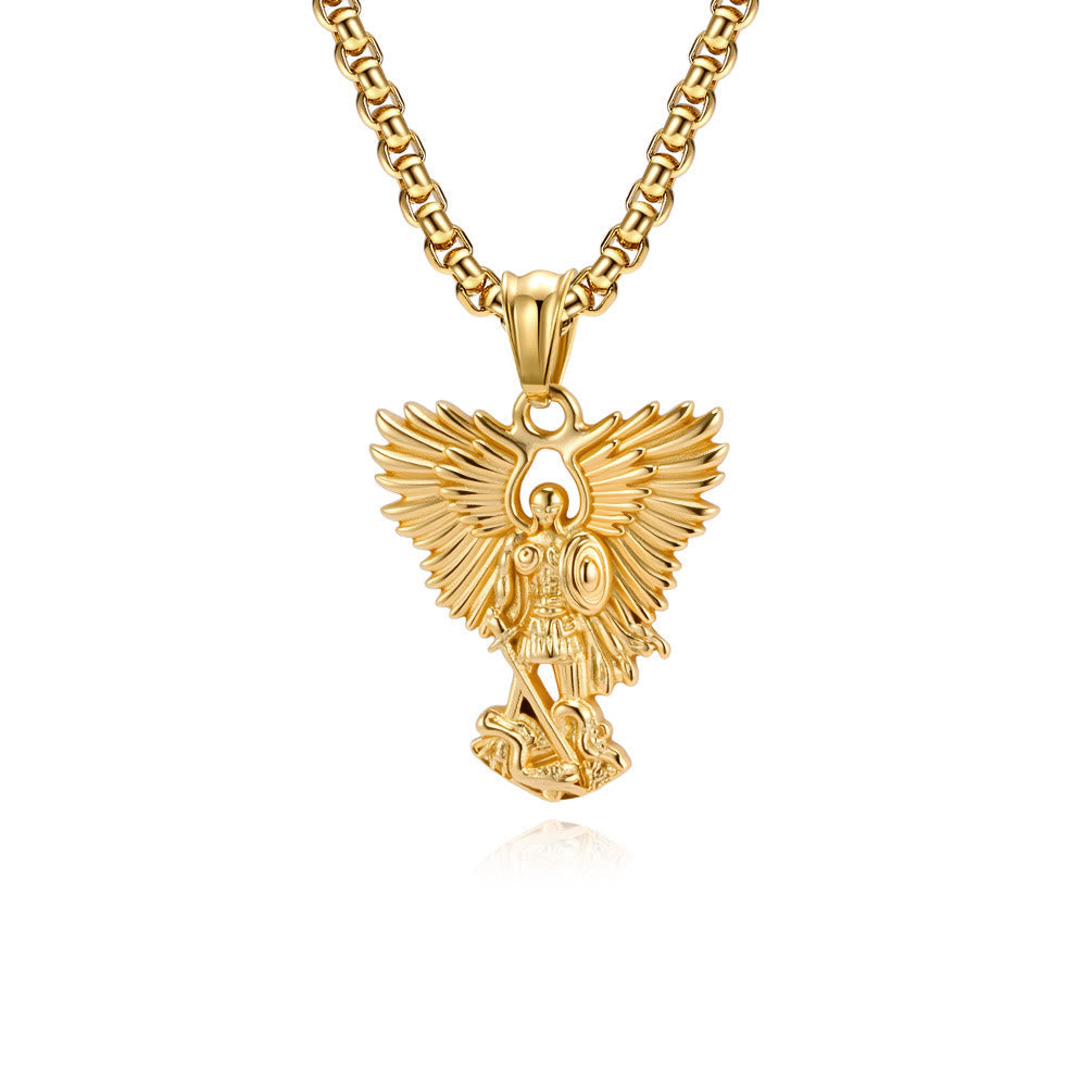 Multi - Color Streetwear - Style Angel Warrior Pendant Necklace