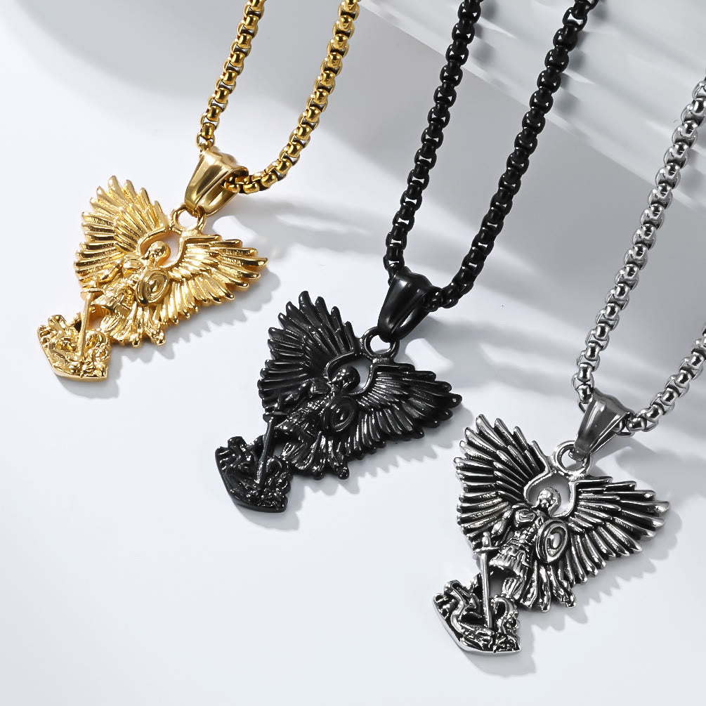 Multi - Color Streetwear - Style Angel Warrior Pendant Necklace