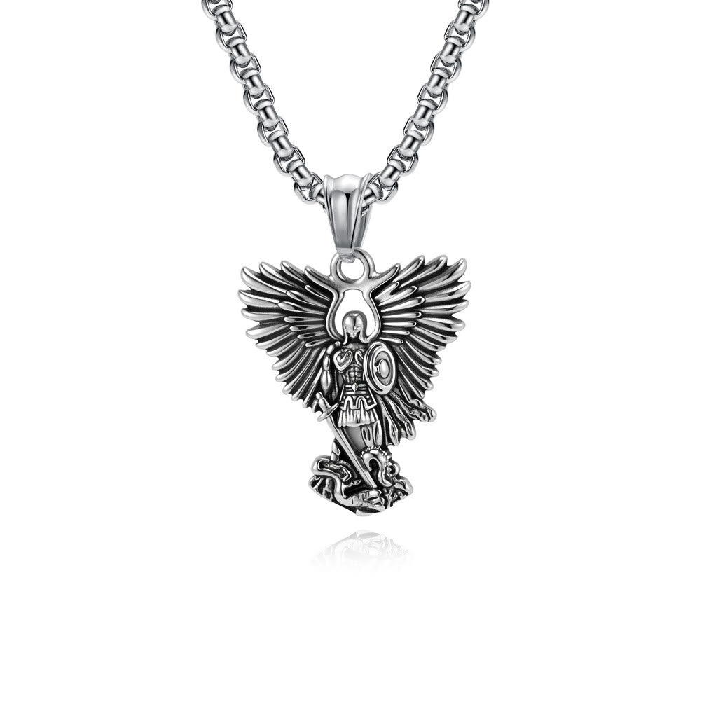 Multi - Color Streetwear - Style Angel Warrior Pendant Necklace