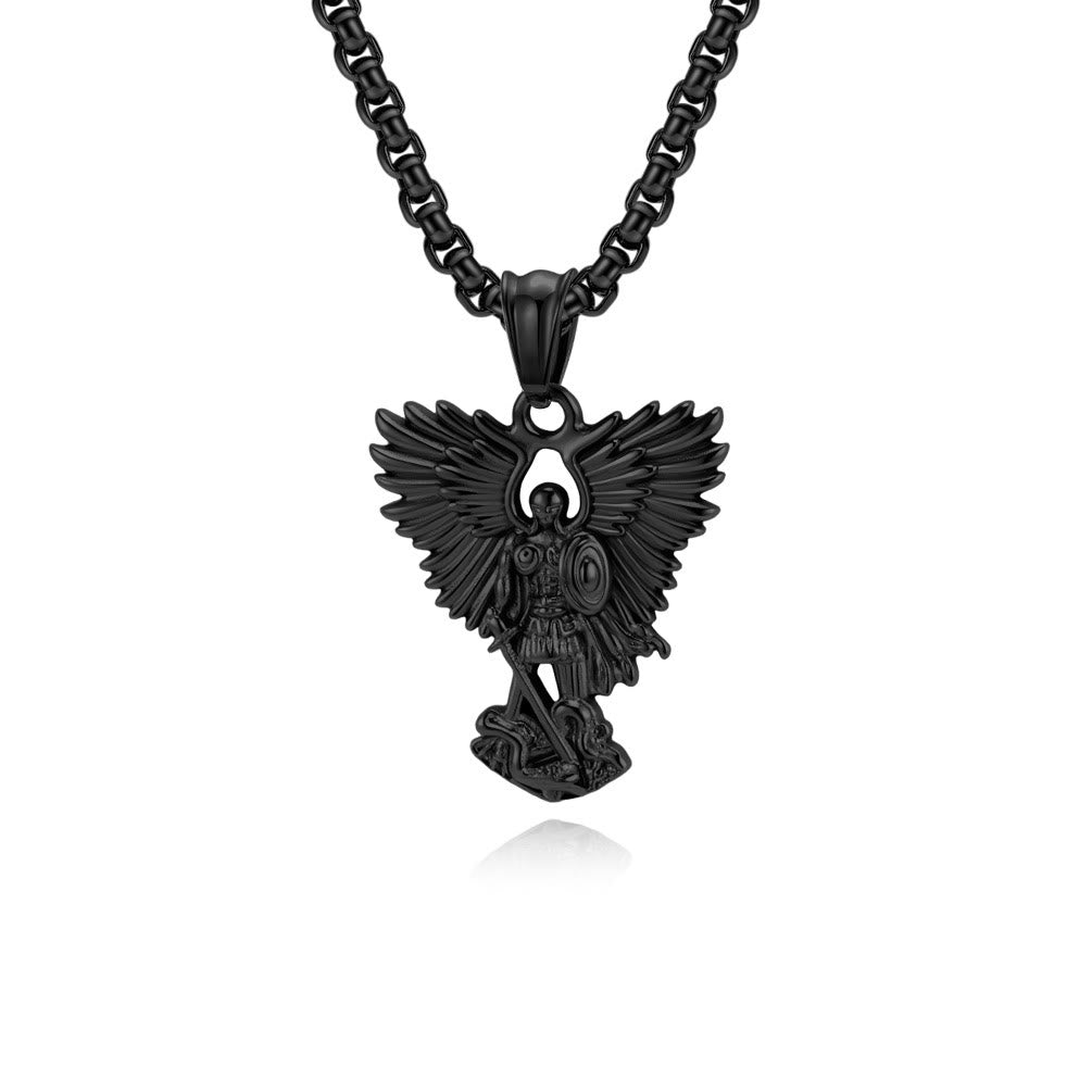 Multi - Color Streetwear - Style Angel Warrior Pendant Necklace