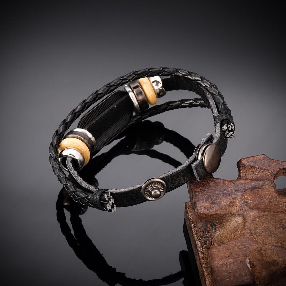 Handcrafted Braided Leather Bracelet with Psalm 18:2 Inscription