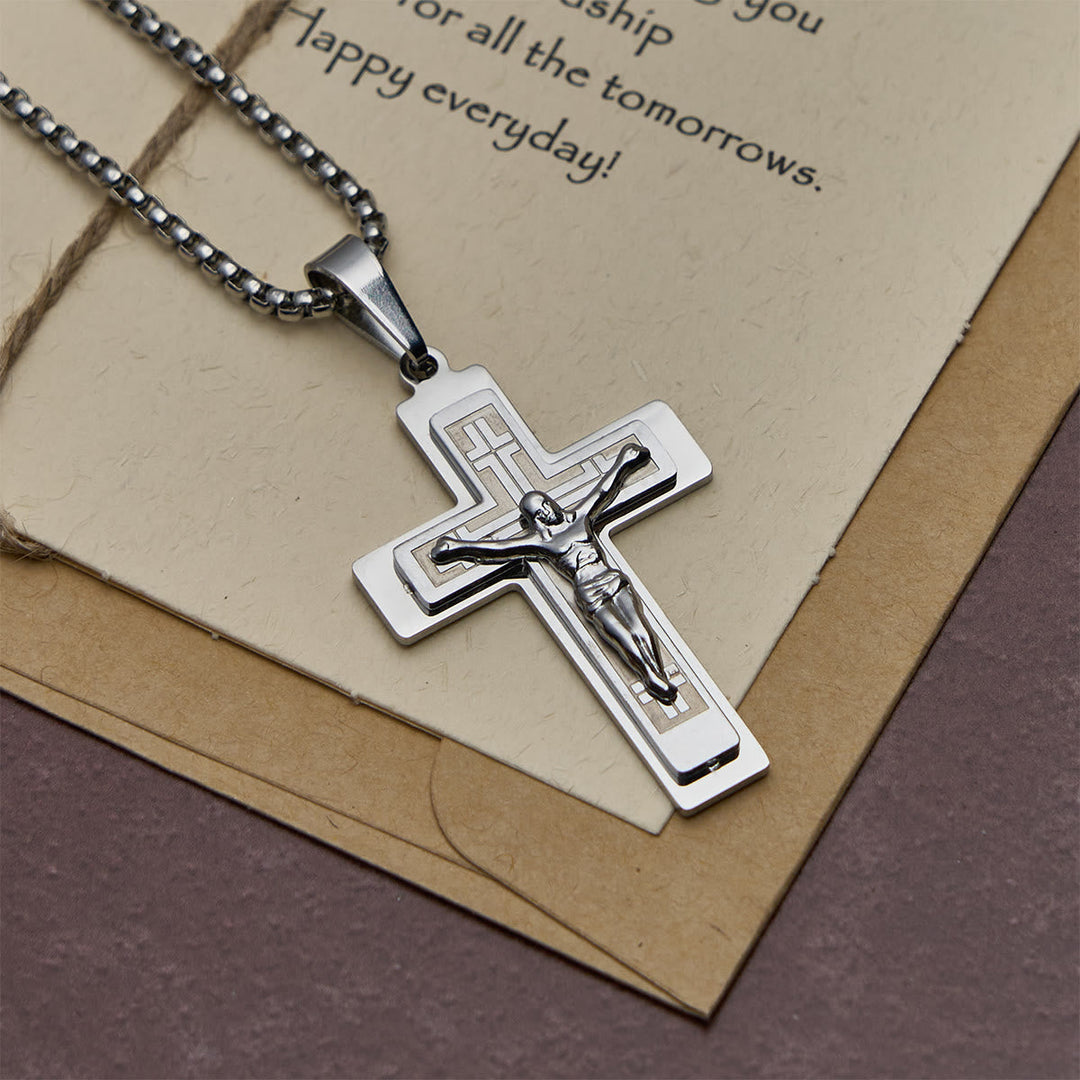 Classic Jesus Crucifix Pendant Necklace: Multi - Tone Metal Craft