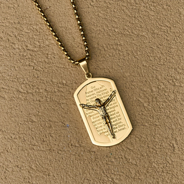Modern Layered Faith Lord's Prayer Crucifix Necklace: Multicolor devotion