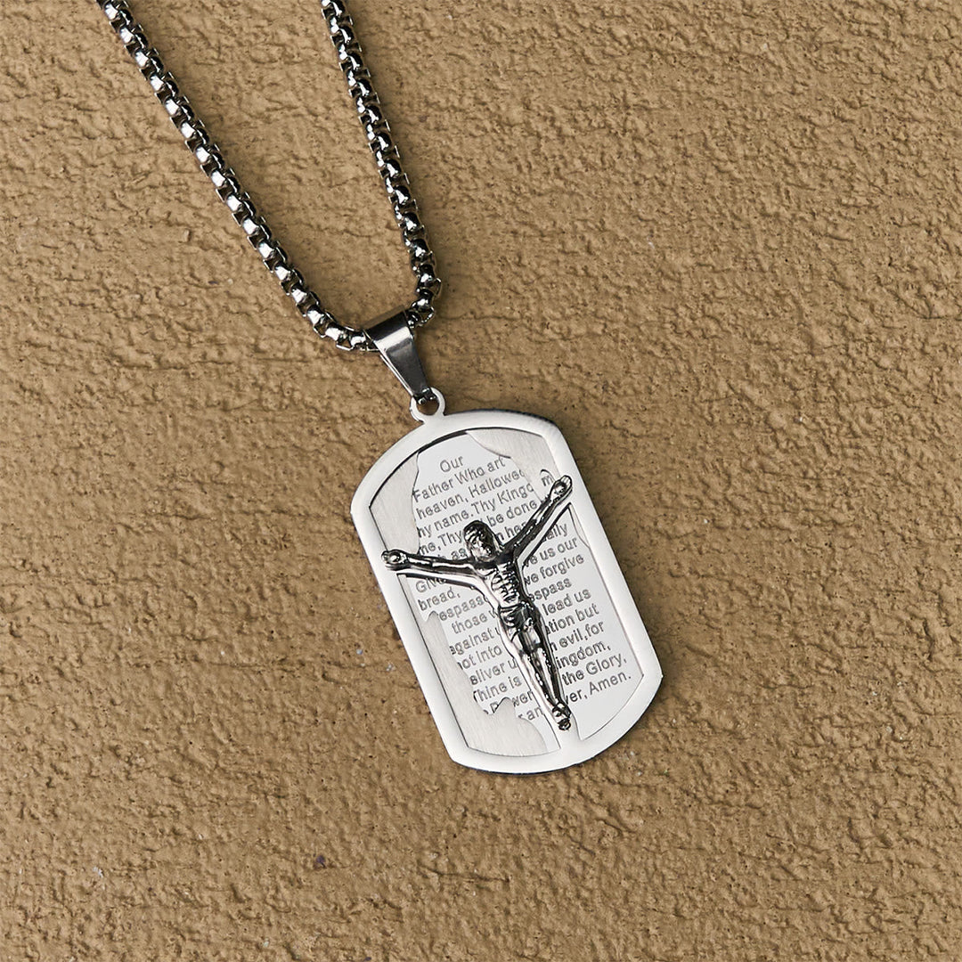 Modern Layered Faith Lord's Prayer Crucifix Necklace: Multicolor devotion
