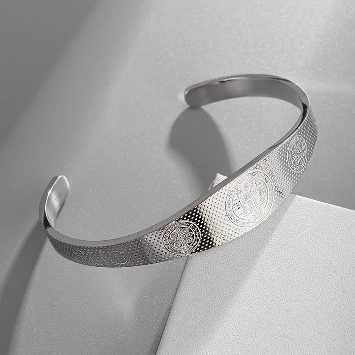 Peace & Protection St. Benedict Cuff Bracelet in Golden & Silver
