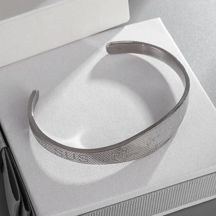 Peace & Protection St. Benedict Cuff Bracelet in Golden & Silver