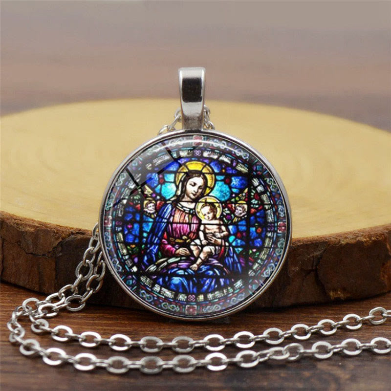 Choose Your Blessing Radiant Faith Necklace: Madonna with Child or Roses of Guadalupe