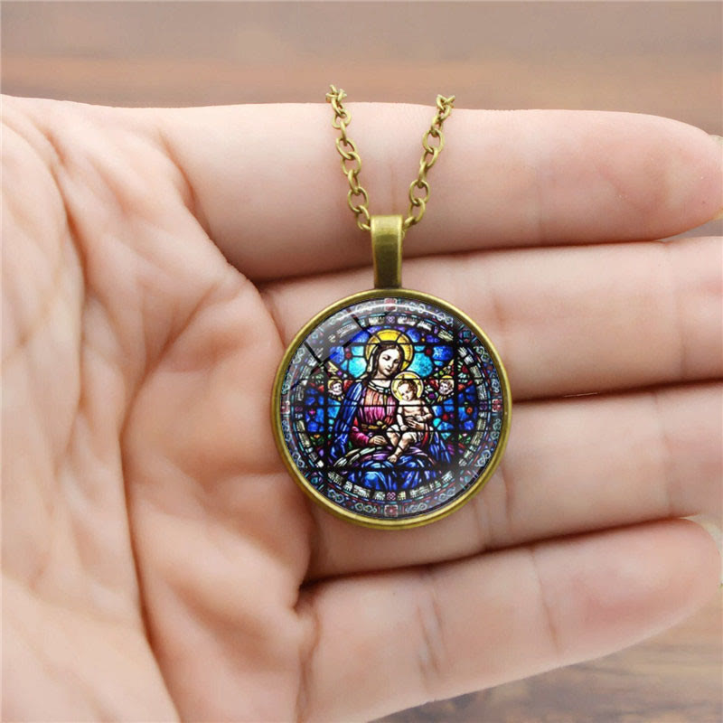 Choose Your Blessing Radiant Faith Necklace: Madonna with Child or Roses of Guadalupe